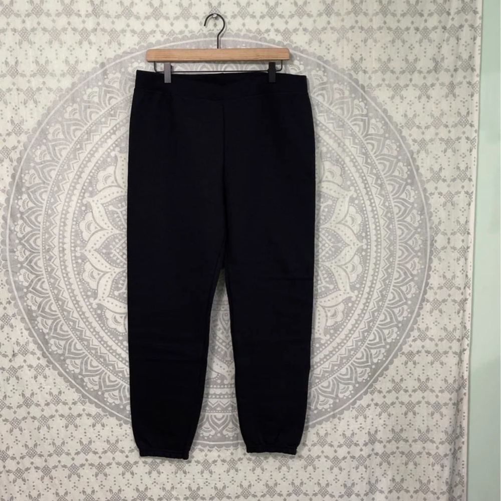 New $25 Hanes Ecosmart Super Soft Cinched Cuff Pull On Sweatpants Black M L
